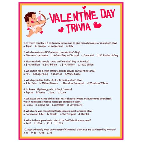 Valentine S Day Trivia Questions And Answers Printable